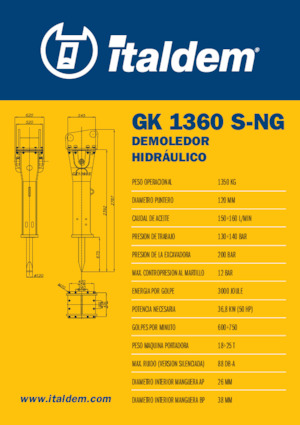 हाइड्रोलिक ब्रेकर Italdem GK 1360 S-NG