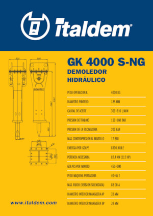 हाइड्रोलिक ब्रेकर Italdem GK 4000 S-NG