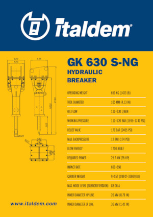 हाइड्रोलिक ब्रेकर Italdem GK 630 S-NG