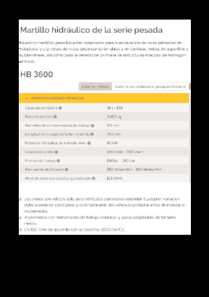 हाइड्रोलिक ब्रेकर Epiroc HB 3600