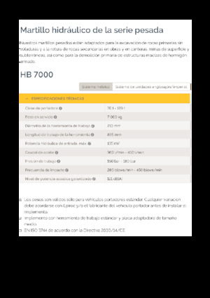 हाइड्रोलिक ब्रेकर Epiroc HB 7000