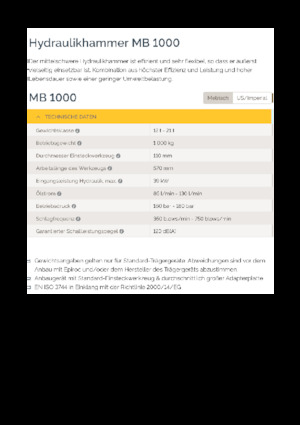 हाइड्रोलिक ब्रेकर Epiroc MB 1000