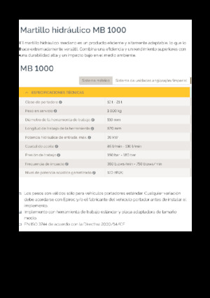 हाइड्रोलिक ब्रेकर Epiroc MB 1000