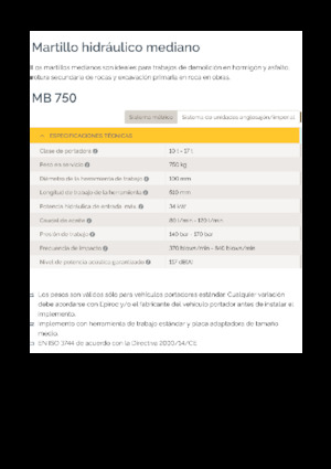 हाइड्रोलिक ब्रेकर Epiroc MB 750