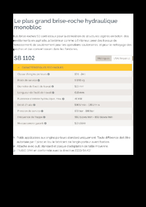 हाइड्रोलिक ब्रेकर Epiroc SB 1102