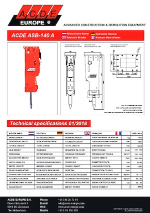 हाइड्रोलिक ब्रेकर ACDE ASB140A