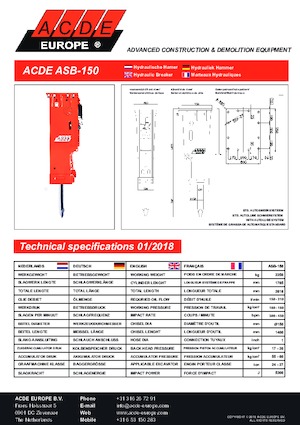 हाइड्रोलिक ब्रेकर ACDE ASB150