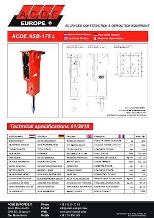 हाइड्रोलिक ब्रेकर ACDE ASB175L