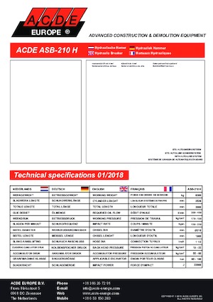 हाइड्रोलिक ब्रेकर ACDE ASB210H