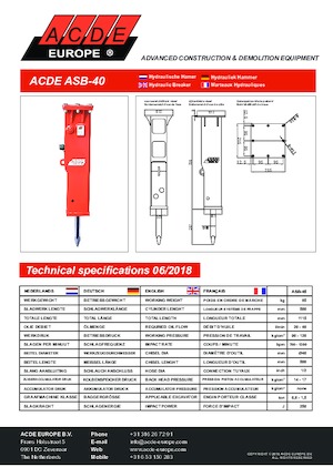 हाइड्रोलिक ब्रेकर ACDE ASB40