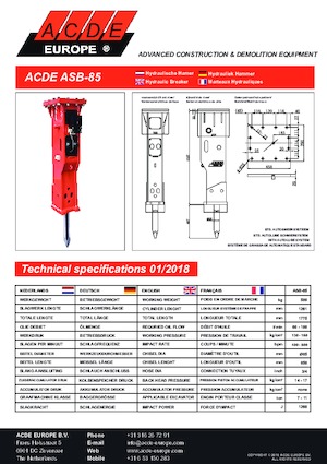 हाइड्रोलिक ब्रेकर ACDE ASB85
