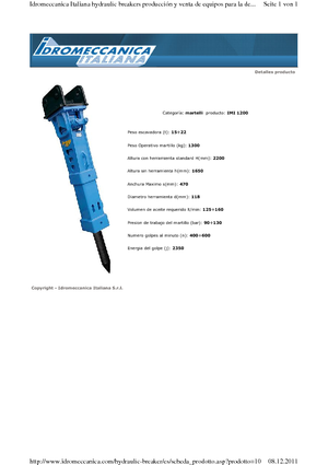 हाइड्रोलिक ब्रेकर Idromeccanica IMI 1200