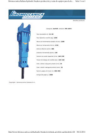 हाइड्रोलिक ब्रेकर Idromeccanica IMI 160 R