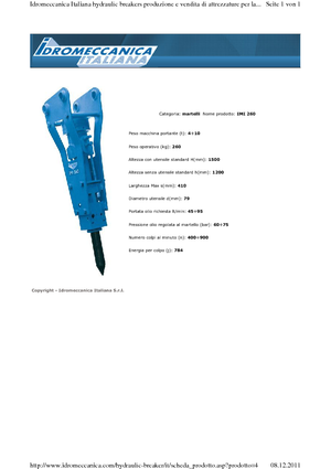 हाइड्रोलिक ब्रेकर Idromeccanica IMI 260