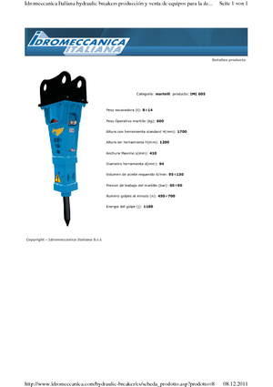 हाइड्रोलिक ब्रेकर Idromeccanica IMI 605