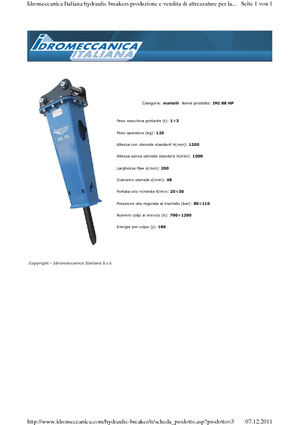 हाइड्रोलिक ब्रेकर Idromeccanica IMI 88