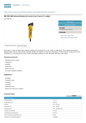 हाइड्रोलिक ब्रेकर Atlas Copco MB 1000