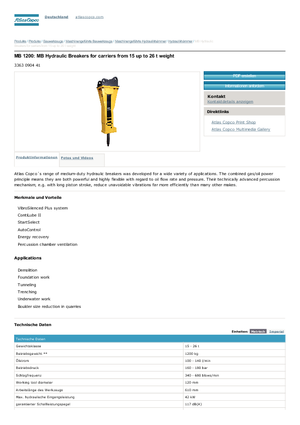 हाइड्रोलिक ब्रेकर Atlas Copco MB 1200