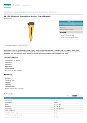 हाइड्रोलिक ब्रेकर Atlas Copco MB 1500
