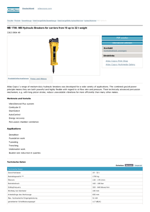 हाइड्रोलिक ब्रेकर Atlas Copco MB 1700