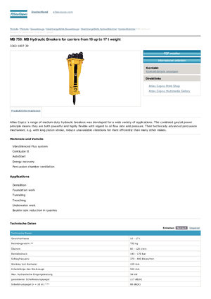 हाइड्रोलिक ब्रेकर Atlas Copco MB 750