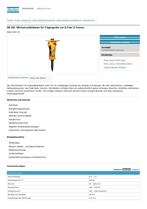 हाइड्रोलिक ब्रेकर Atlas Copco SB 452