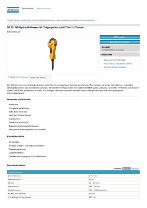 हाइड्रोलिक ब्रेकर Atlas Copco SB 52