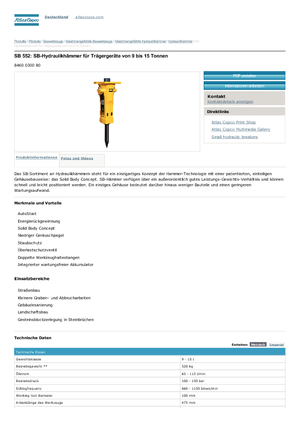 हाइड्रोलिक ब्रेकर Atlas Copco SB 552