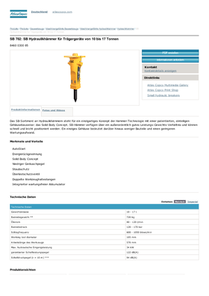 हाइड्रोलिक ब्रेकर Atlas Copco SB 702