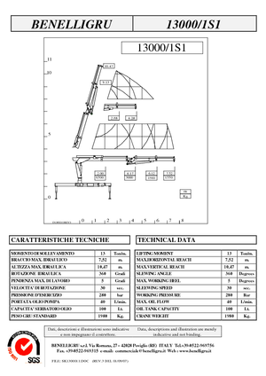 हाइड्रोलिक लोडिंग क्रेन Benelligru 13000/1 S 1