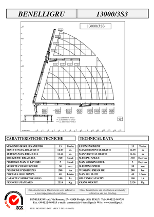 हाइड्रोलिक लोडिंग क्रेन Benelligru 13000/3 S 3