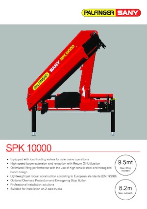 हाइड्रोलिक लोडिंग क्रेन Sany SPK 10000 Std. 