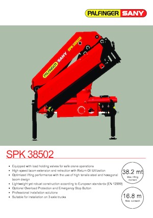 हाइड्रोलिक लोडिंग क्रेन Sany SPK 38502 E