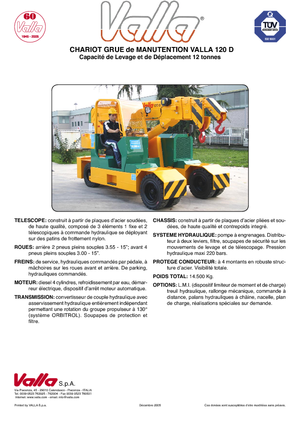 इंडस्ट्रियल मोबाइल क्रेन Valla 120 D 