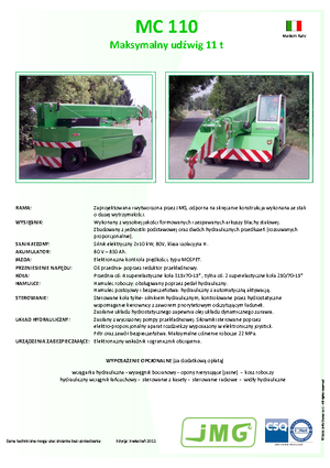 इंडस्ट्रियल मोबाइल क्रेन JMG MC 110