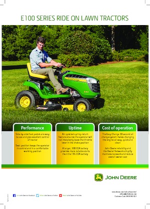 राइडिंग लॉन मोवर और गार्डन ट्रैक्टर John Deere E110