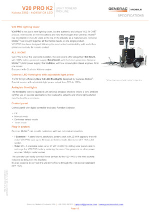 लाइट टावर Generac Mobile V 20 Pro