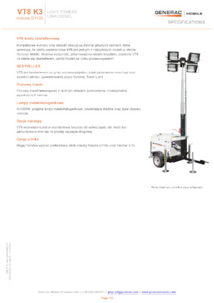 लाइट टावर Generac Mobile VT 8 P