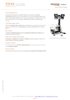 लाइट टावर Generac Mobile VT 8 K3