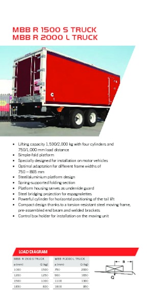 लोडिंग प्लेटफॉर्म MBB Palfinger MBB R 1500 S TRUCK