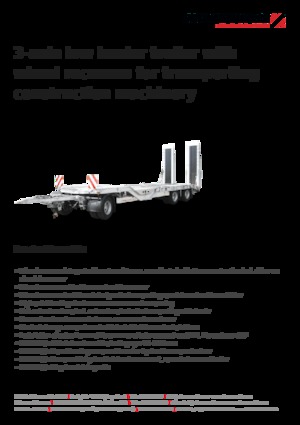 लोबेड ट्रेलर Schwarzmüller 3-axle low loader trailer with wheel recesses for transporting construction machinery