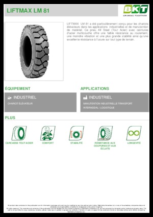 मटेरियल हैंडलिंग टायर BKT LIFTMAX LM 81 6.00 R 9