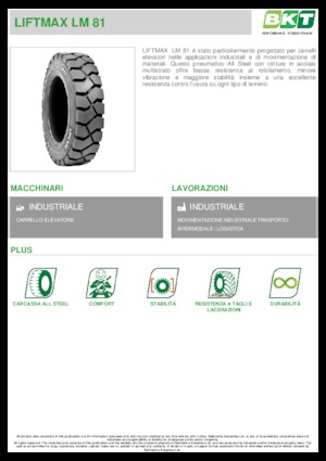 मटेरियल हैंडलिंग टायर BKT LIFTMAX LM 81 6.00 R 9