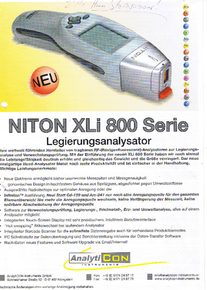 मेटल एनालाइज़र Niton XLi 800