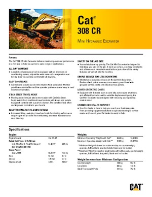 क्रॉलर एक्सकेवेटर Caterpillar 308CR