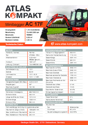 मिनी एक्सकेवेटर Atlas Kompakt AC 17F