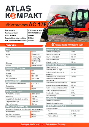 मिनी एक्सकेवेटर Atlas Kompakt AC 17F