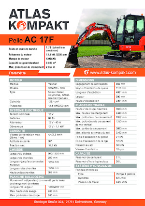 मिनी एक्सकेवेटर Atlas Kompakt AC 17F