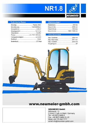 मिनी एक्सकेवेटर Neumeier NR 1.8