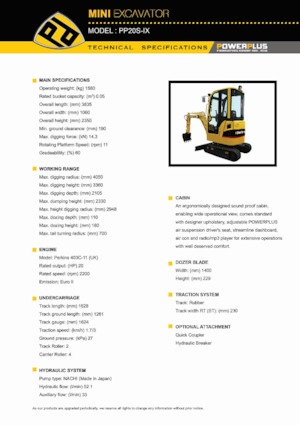 मिनी एक्सकेवेटर PowerPlus PP20S-IX 